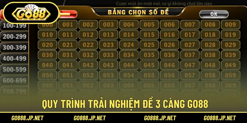 Quy trình trải nghiệm đề 3 càng go88