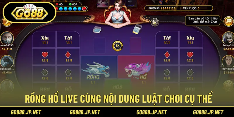 Rồng Hổ live cùng nội dung luật chơi cụ thể