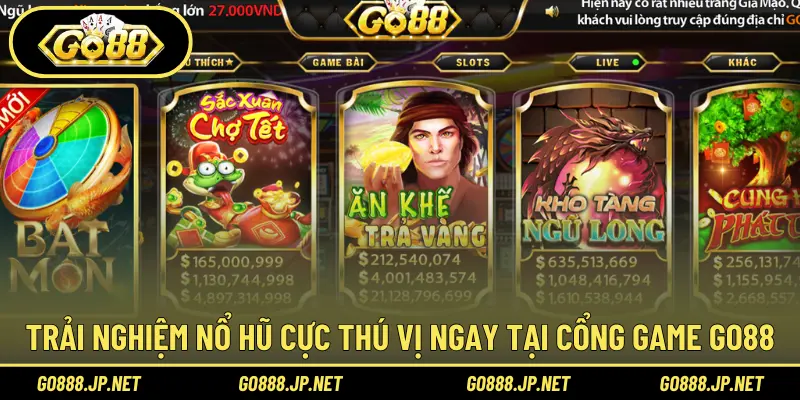 Trải nghiệm nổ hũ cực thú vị ngay tại cổng game Go88